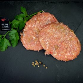 Hamburguesa de pollo y cebolla